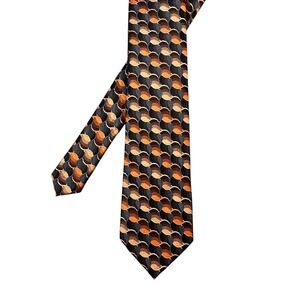 Arrow Orange Brown Black Geometric Wave Necktie Mens OS Classic Professional Tie